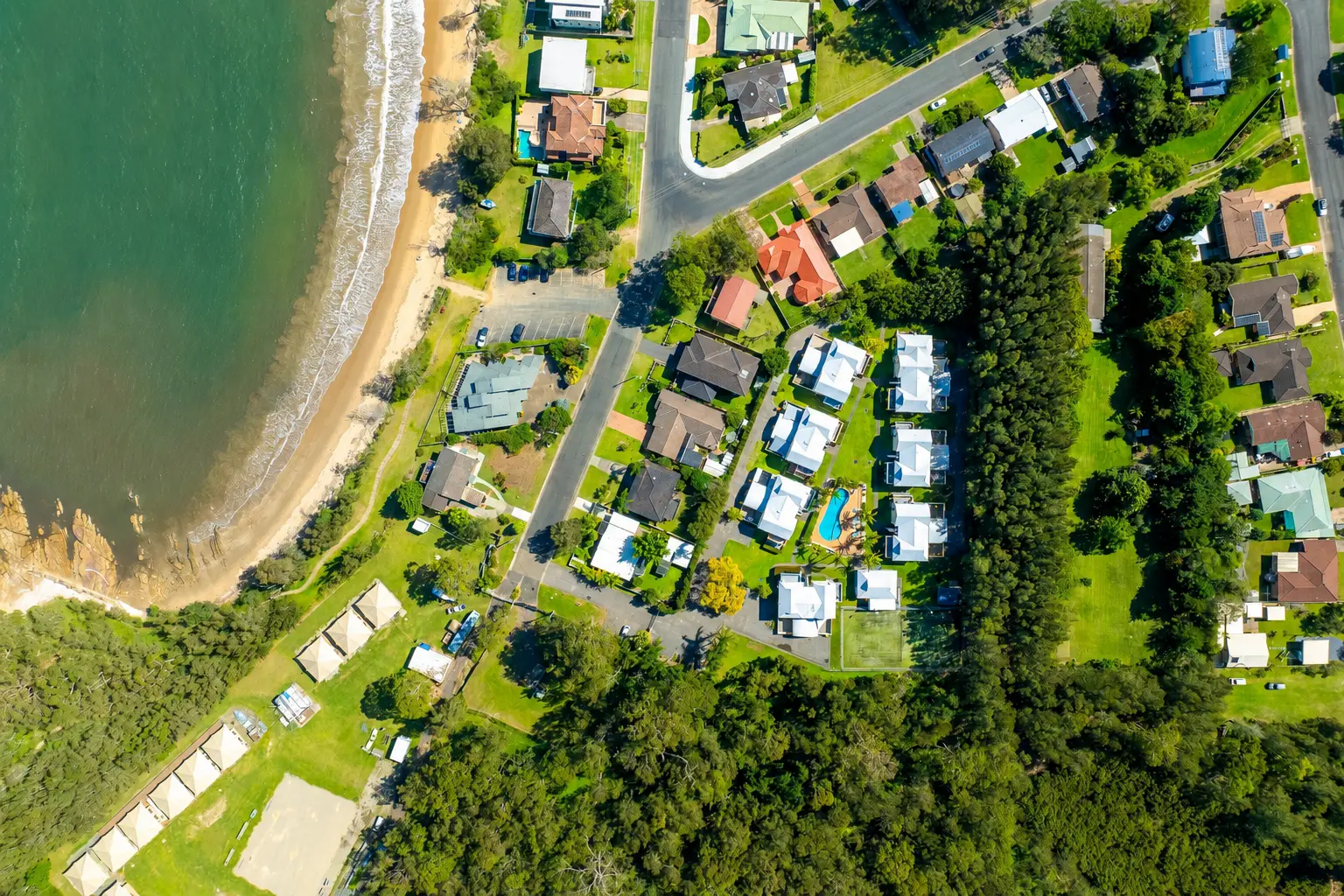 Aerial view of Surfside and Batemans Bay