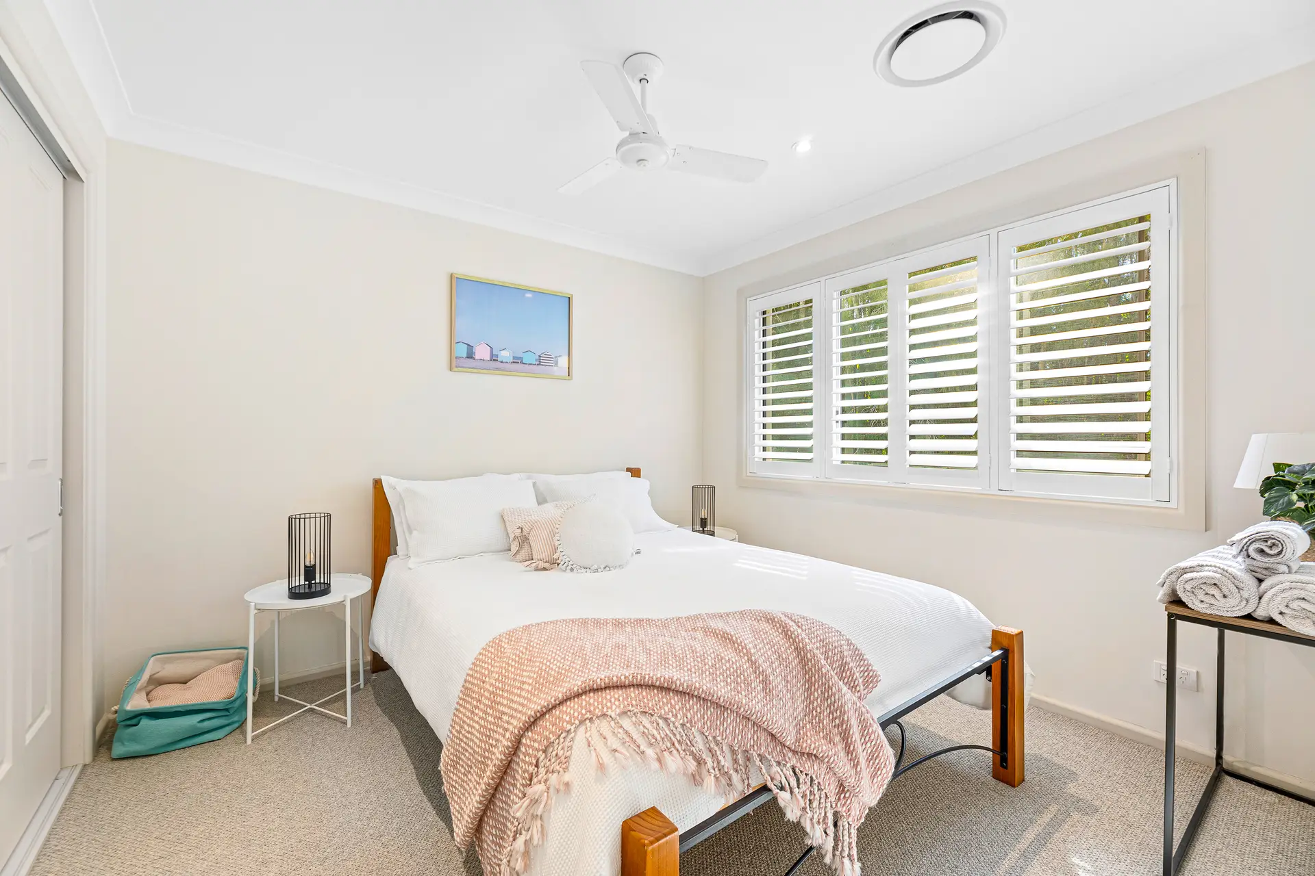 Bright second bedroom at Bec’s Beach House