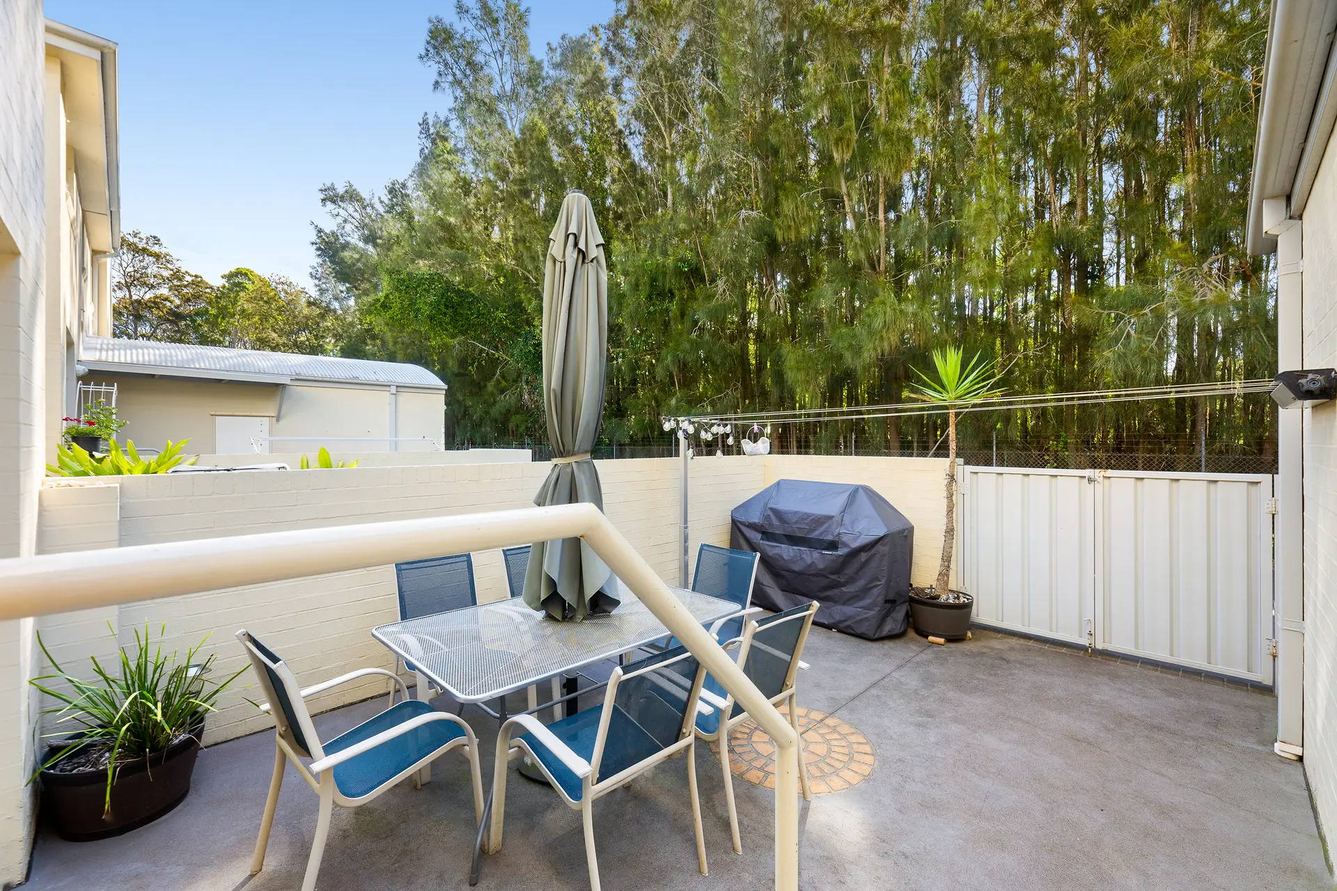 Outdoor barbecue and dining area